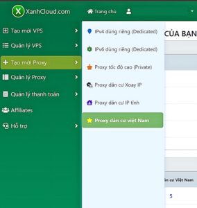 Tạo mới Proxy tại XanhCloud.com