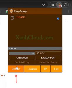 Chọn Options để thêm Proxy