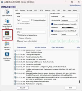 Cửa sổ New terminal Console hiện lên là đăng nhập VPS thành công