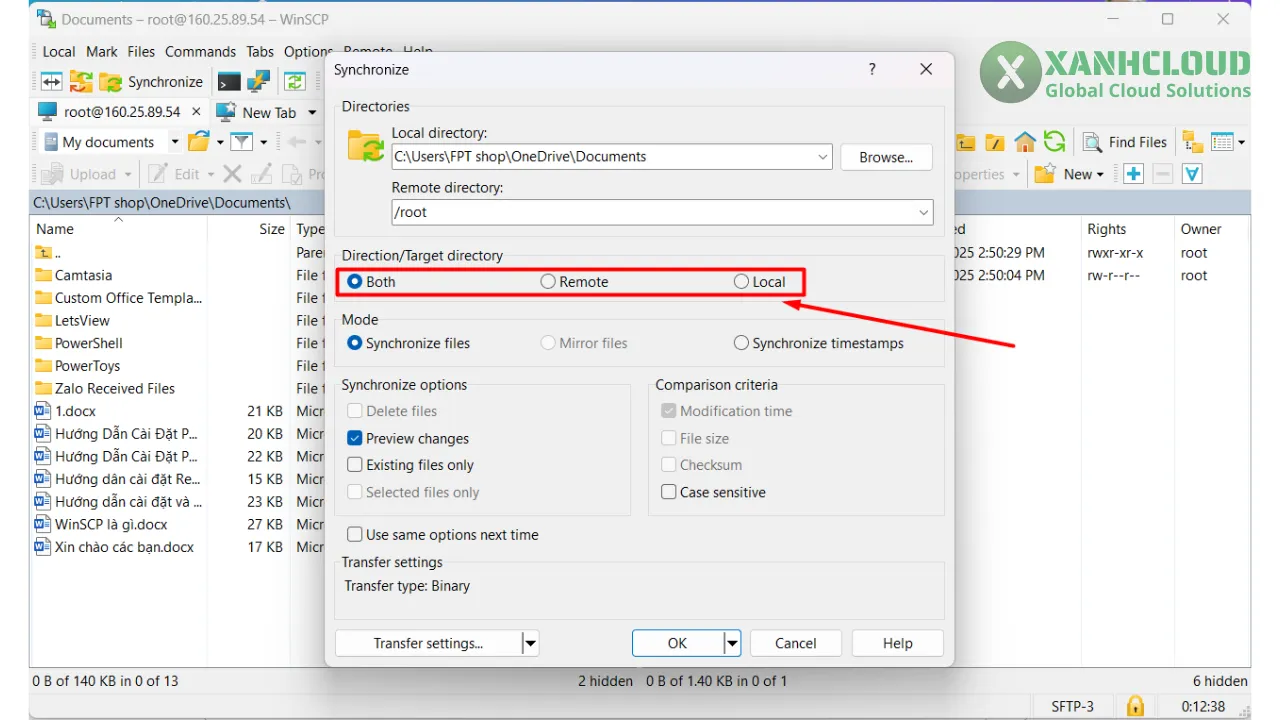 Tính năng đồng bộ file giữa local và server