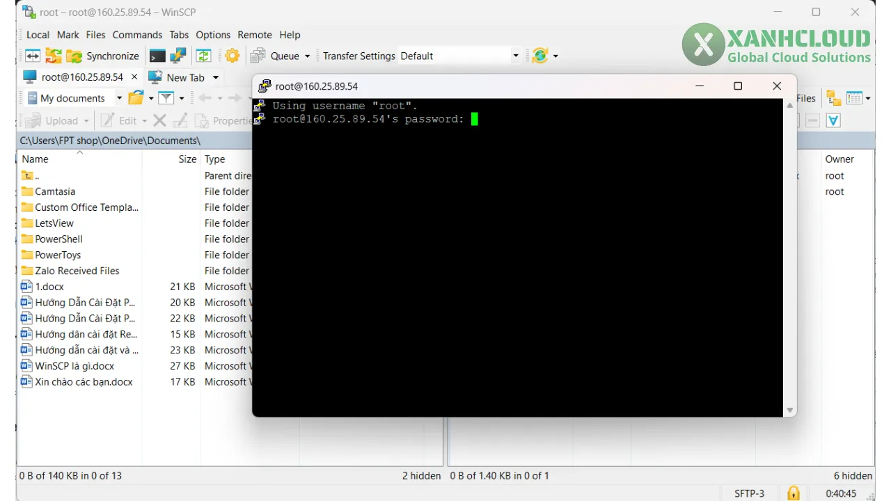 WinSCP mở PuTTY trực tiếp để quản lý server bằng SSH