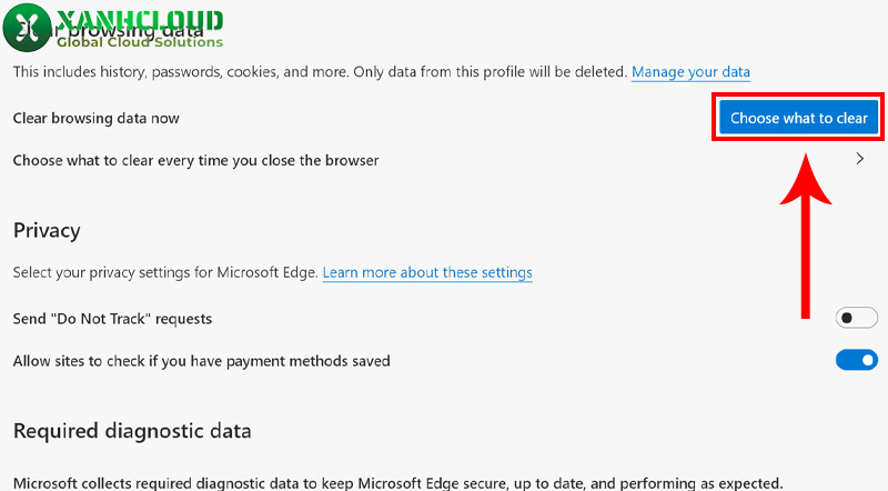 Cách xóa Cache trên Microsoft Edge