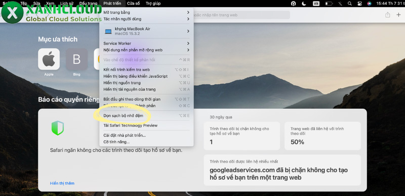 Cách xóa Cache trên Safari