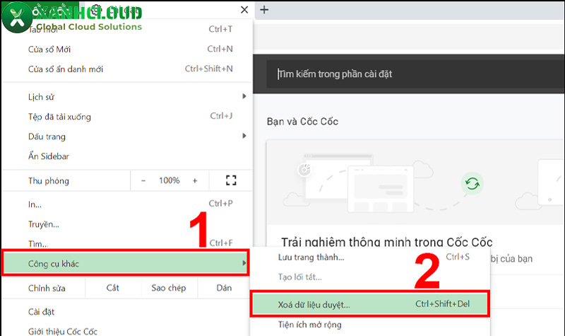 Cách xóa Cache trên Cốc Cốc
