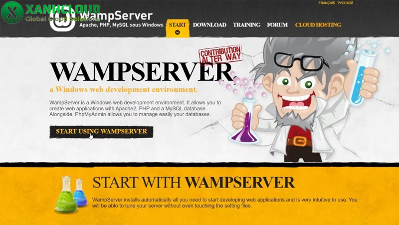 Truy cập trang chủ WampServer để tải phần mềm.
