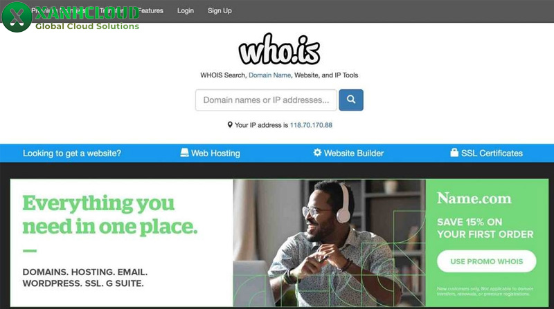 Truy cập một trong các trang web tra cứu Whois ở trên.