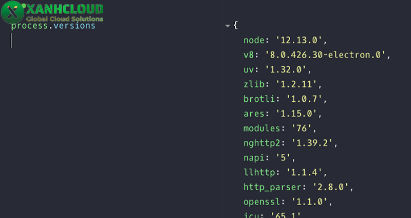 Gõ lệnh kiểm tra phiên bản Node.js