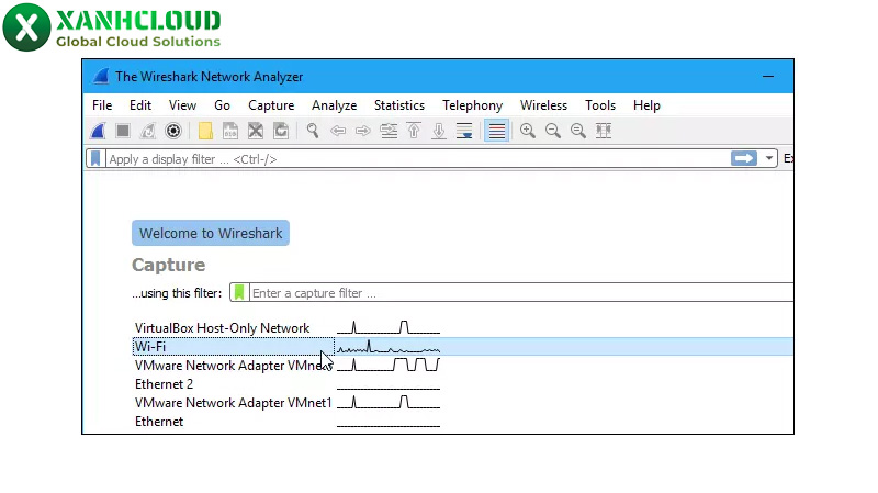 Chọn giao diện mạng để bắt gói