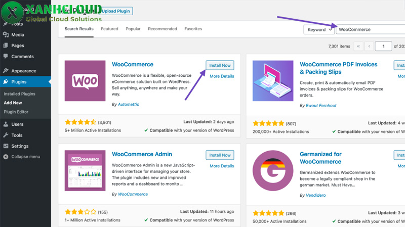 Các bước cài plugin WooCommerce