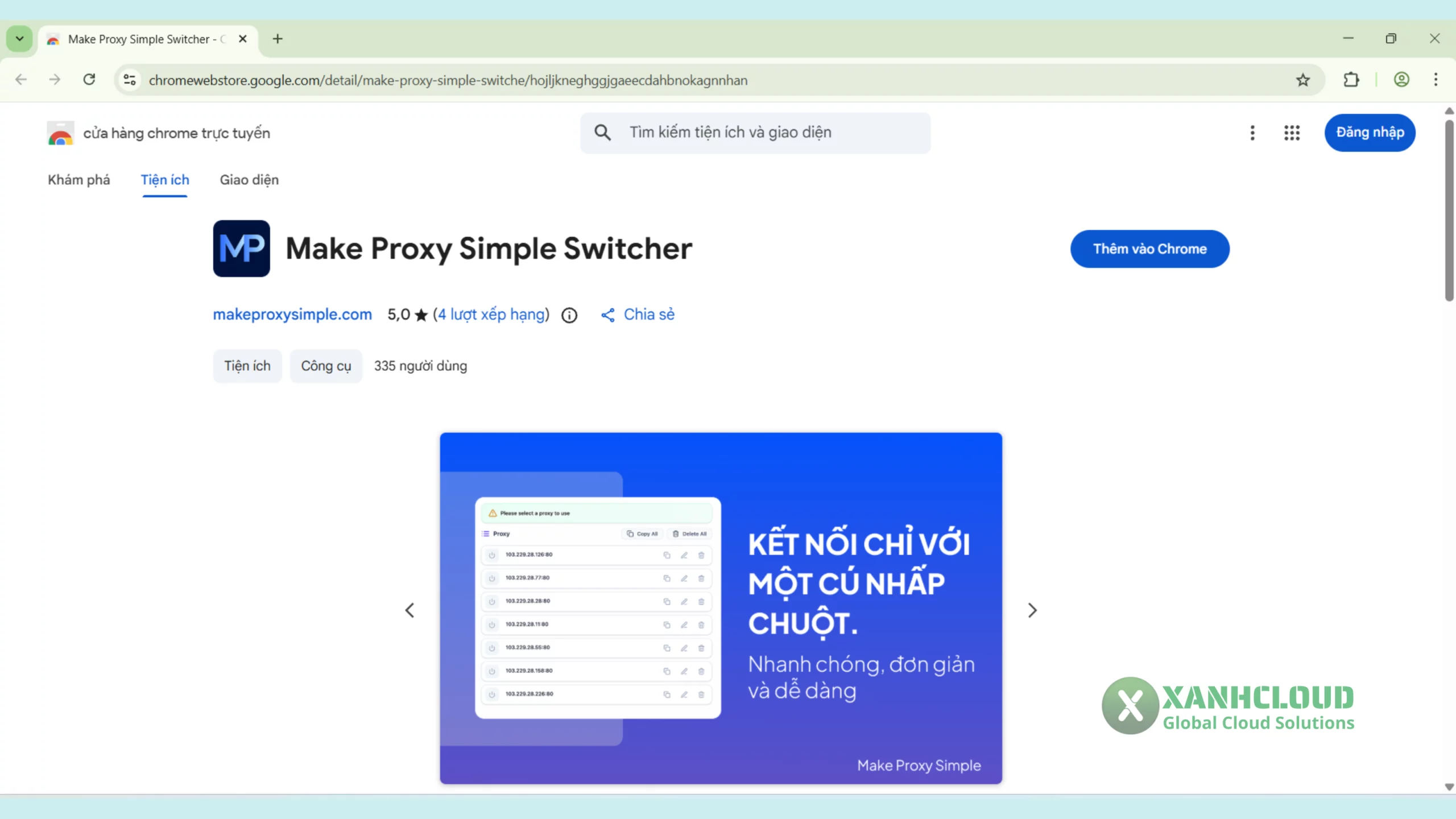 Cài đặt Make Proxy Simple Switcher trên Chrome Web Store