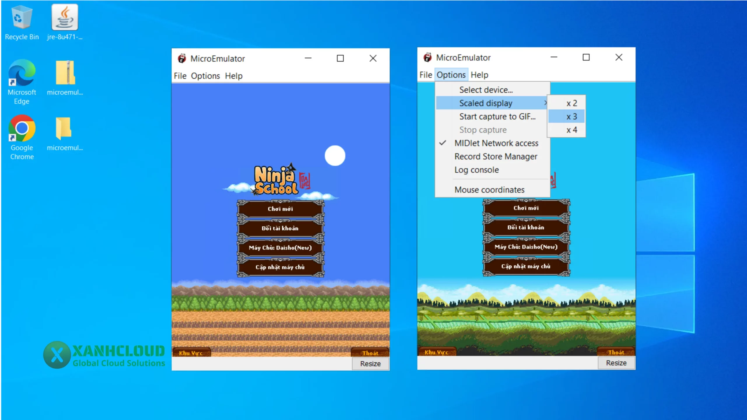 Sử dụng vps treo game mở game Ninja school online và có thể phóng to màn hình