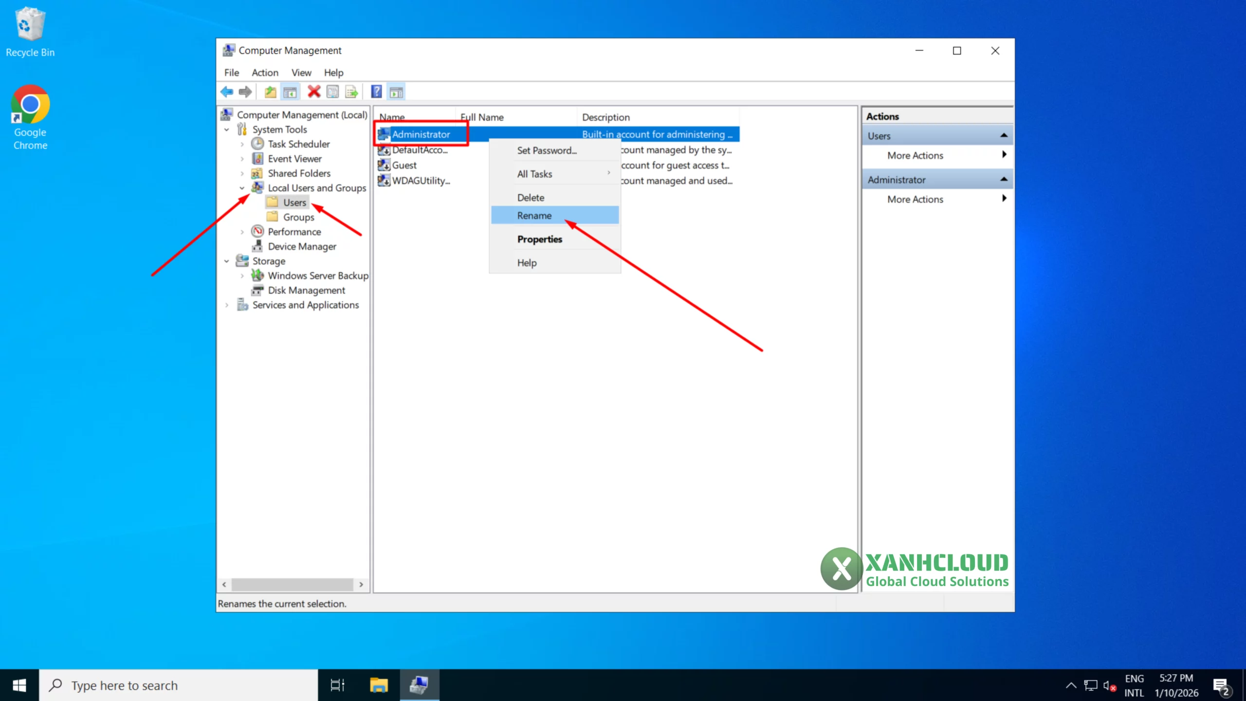 Danh sách user trên VPS Windows