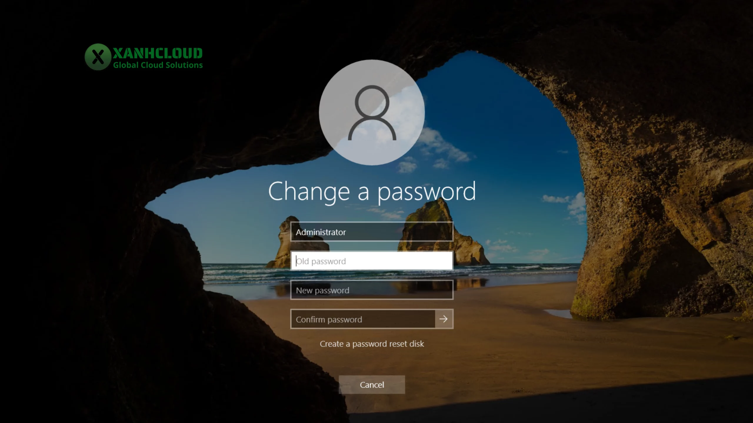 Màn hình Change a password trên VPS Windows