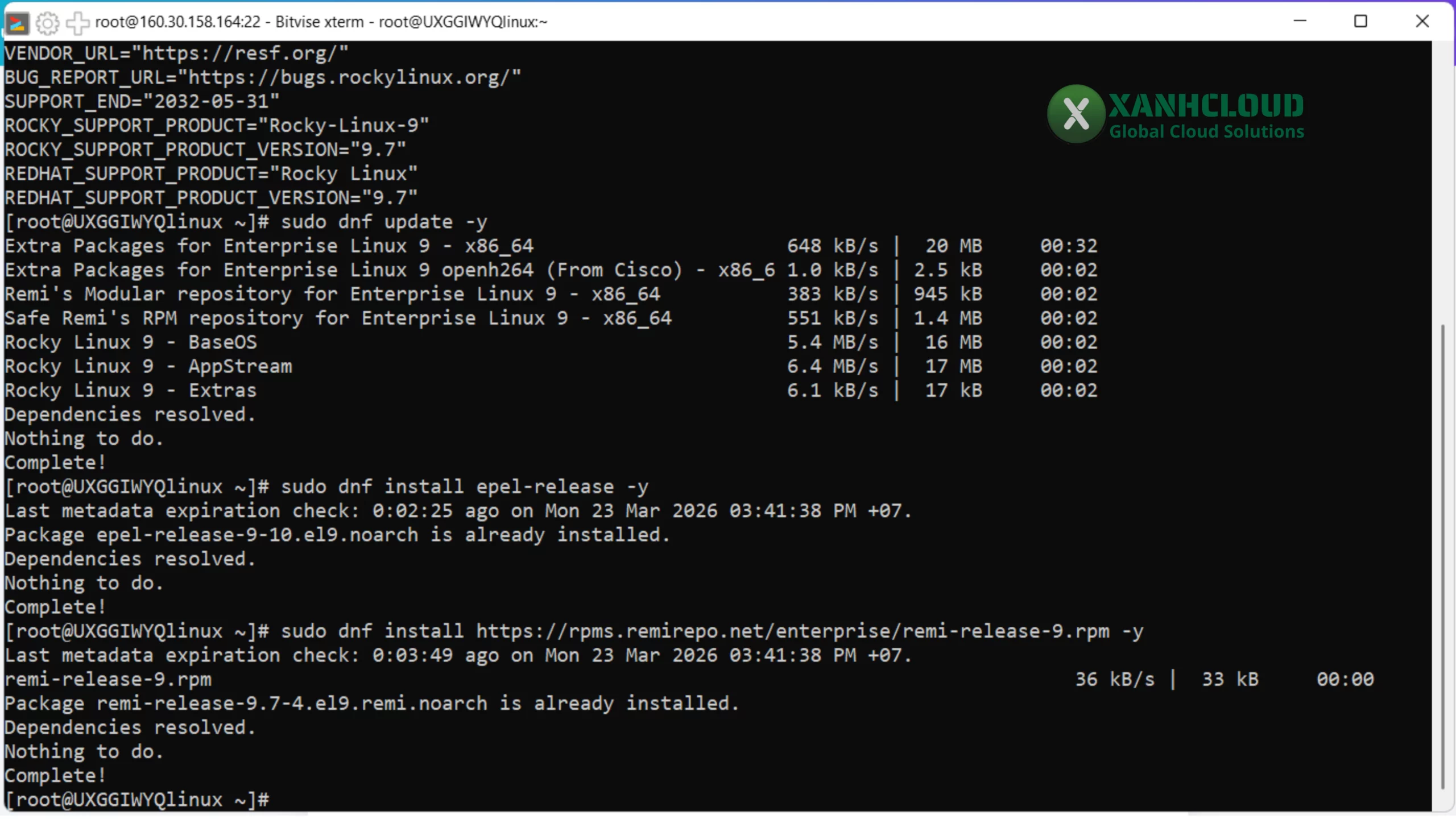 Repo EPEL + Remi đã cài thành công và sẵn sàng dùng