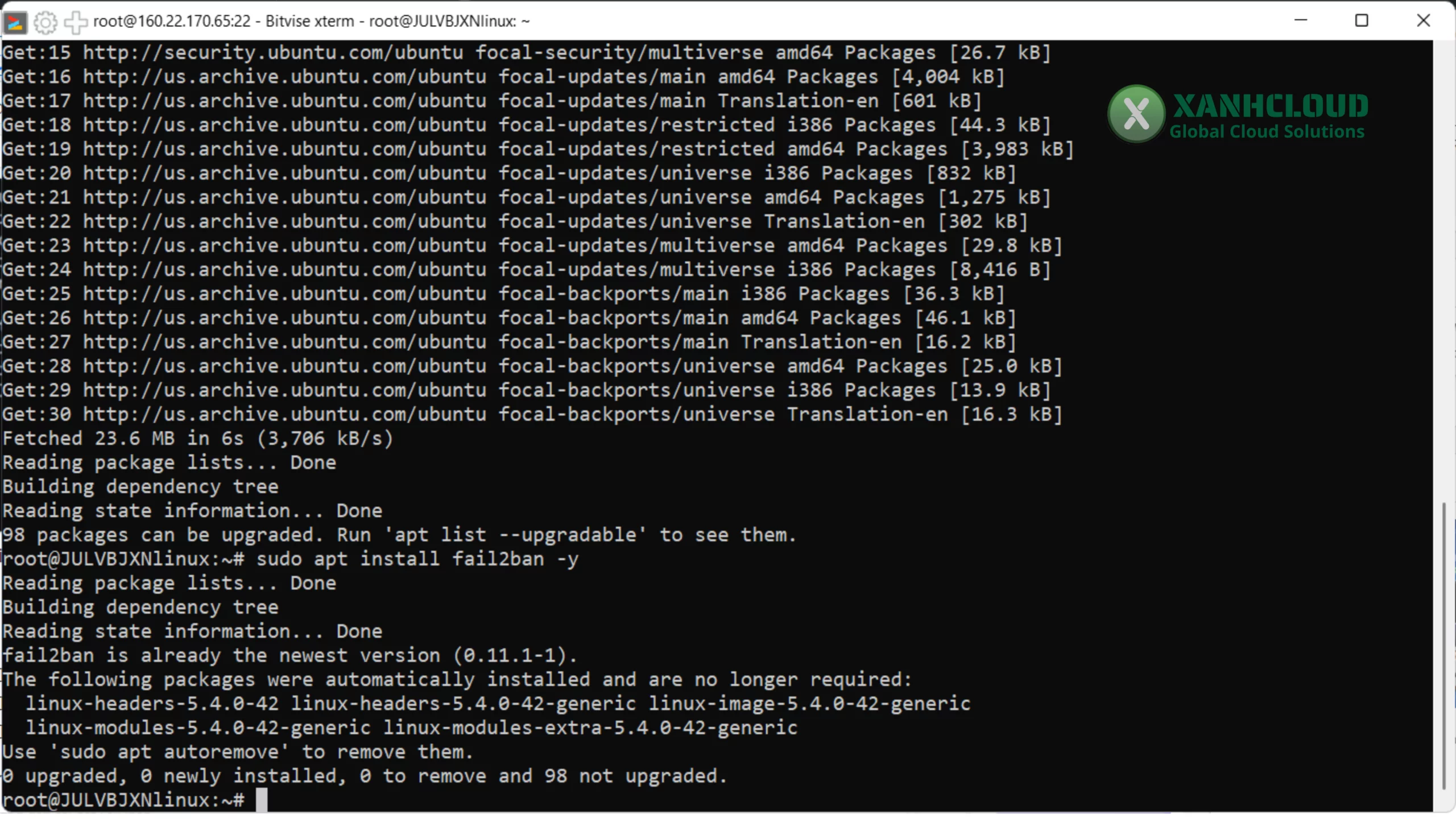 Cài đặt fail2ban linux terminal