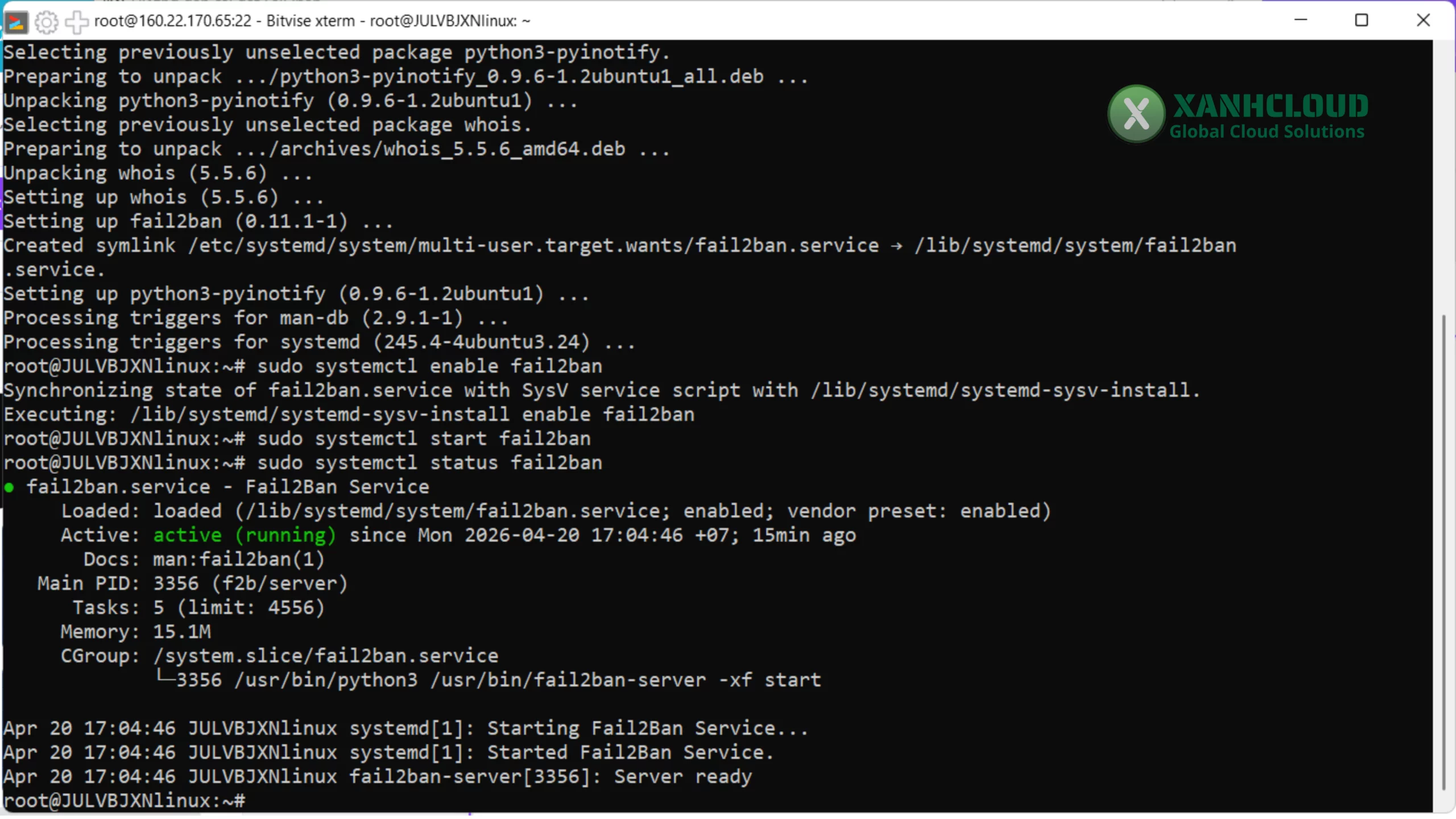 Trạng thái active (running) là cài đặt thành công