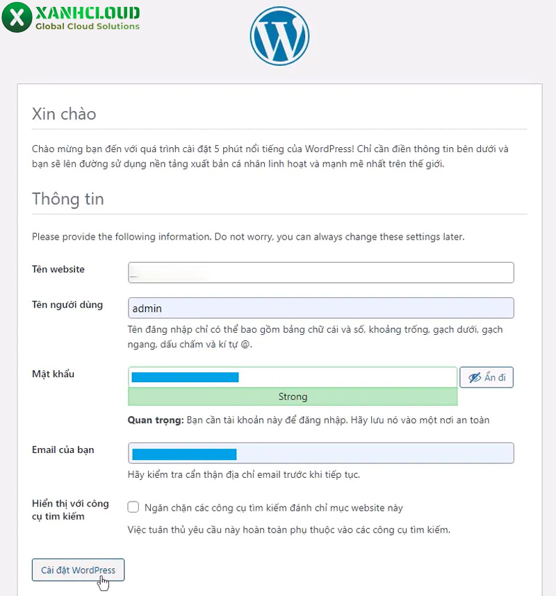 Hướng dẫn cài đặt WordPress trên hosting sử dụng Cpanel chi tiết