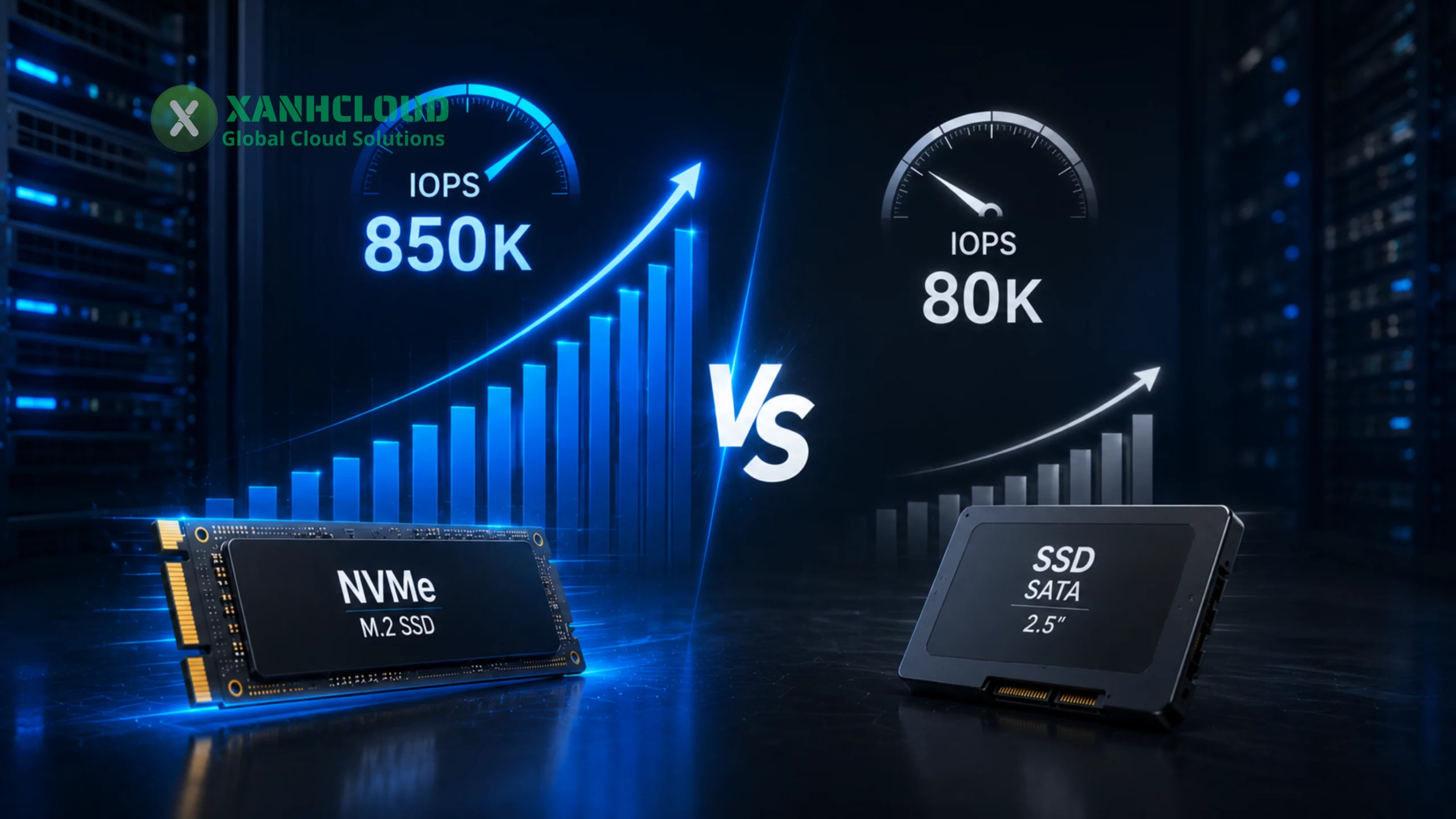 IOPS của VPS NVMe cao hơn SSD SATA