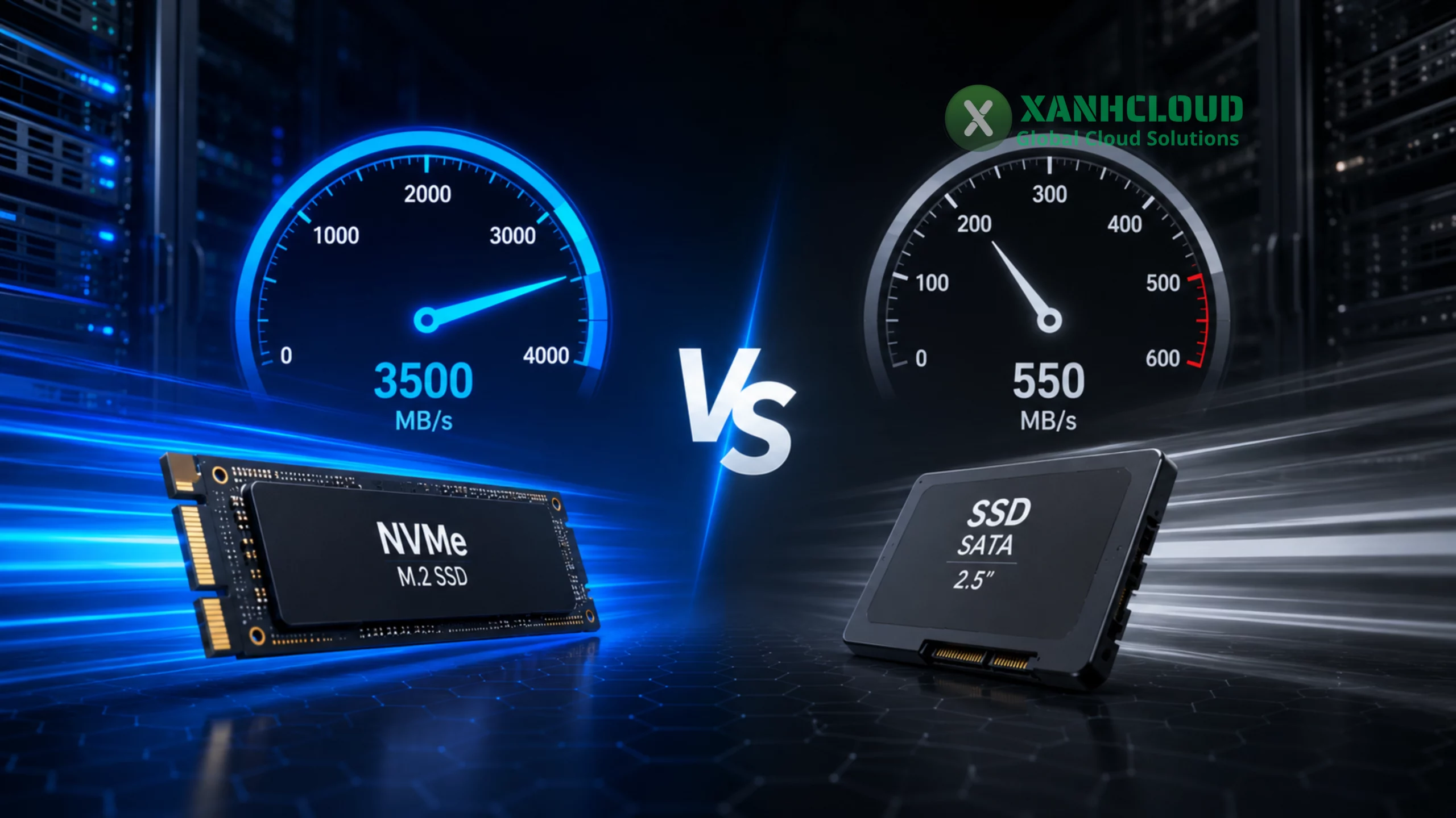 So sánh VPS NVMe và SSD SATA về tốc độ