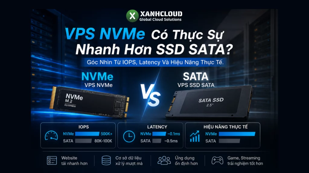 VPS NVMe có thực sự nhanh hơn SSD SATA? Góc nhìn từ IOPS, Latency và hiệu năng thực tế