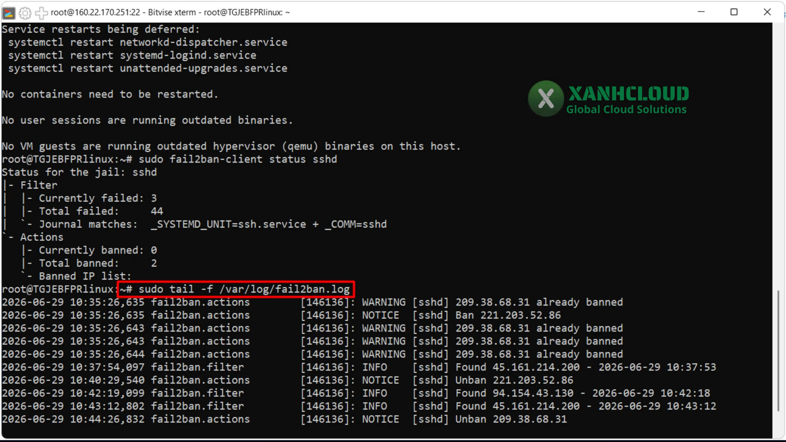 Theo dõi log Fail2ban trên VPS
