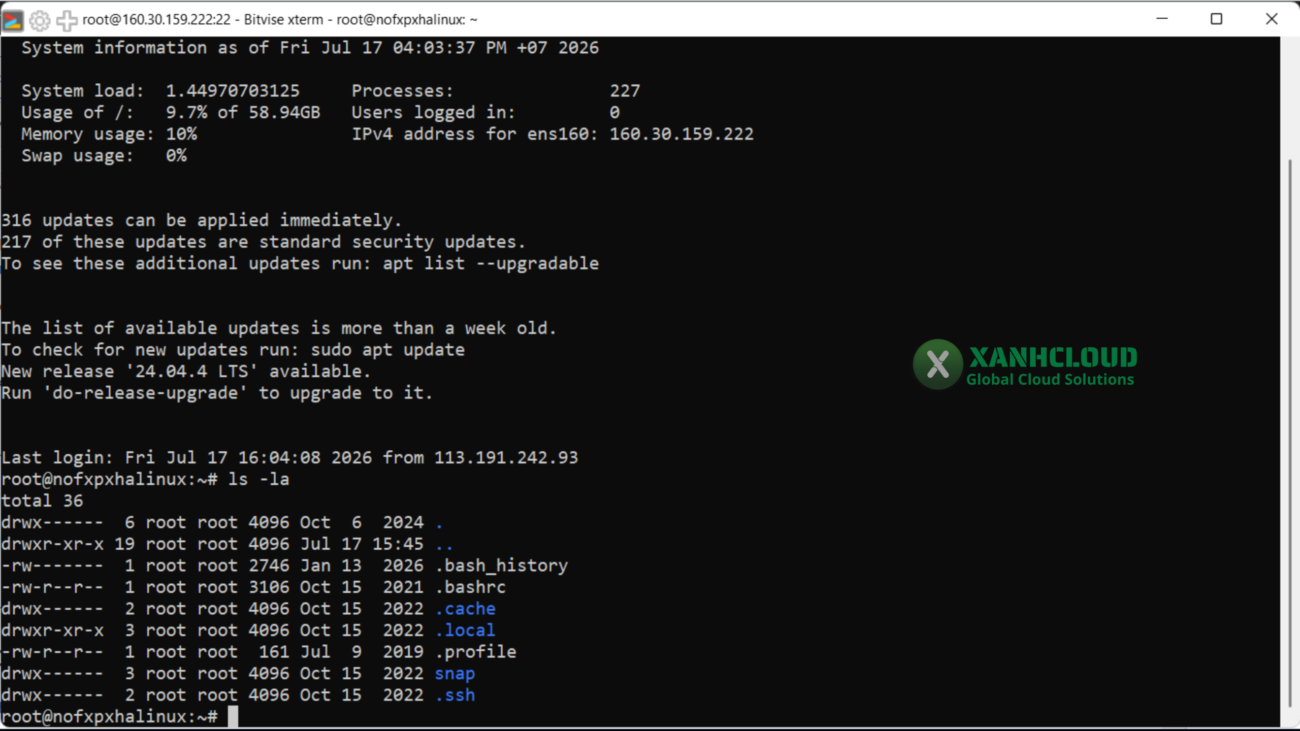 Lệnh ls hiển thị danh sách file trên VPS Linux