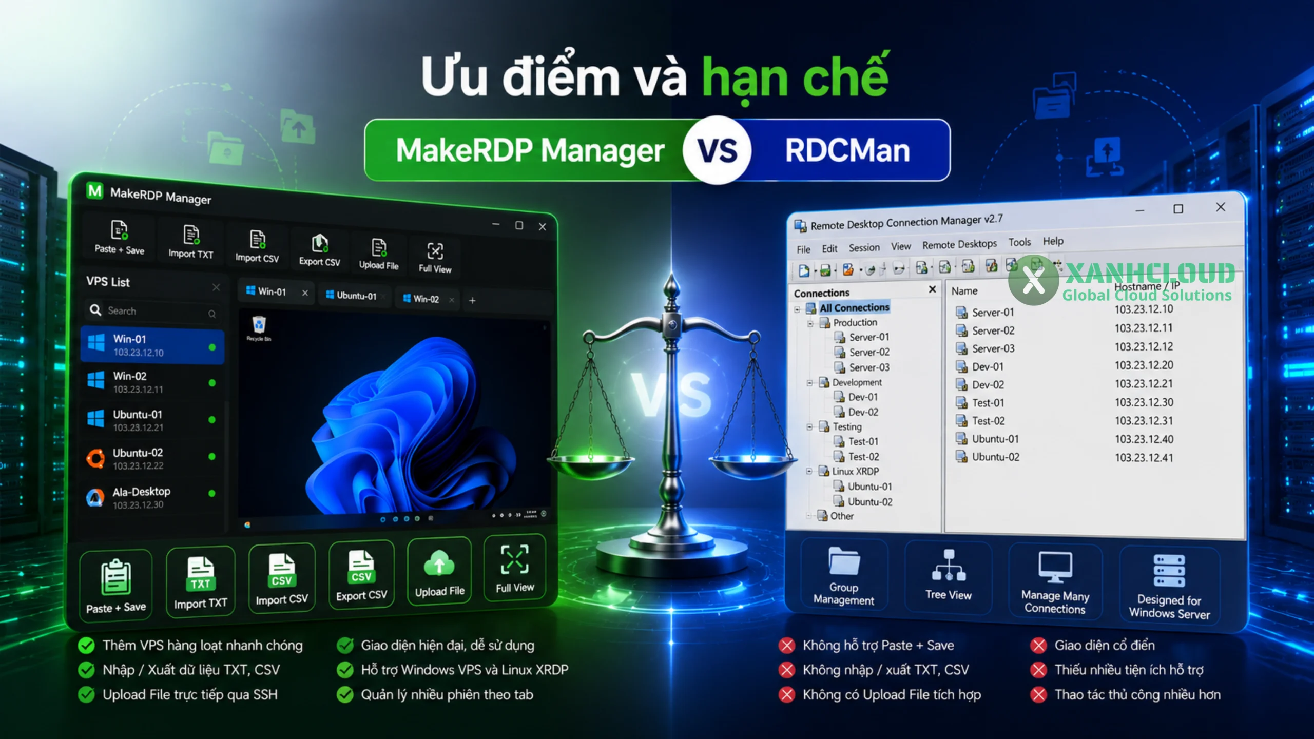 Ưu điểm và hạn chế của MakeRDP Manager và RDCMan