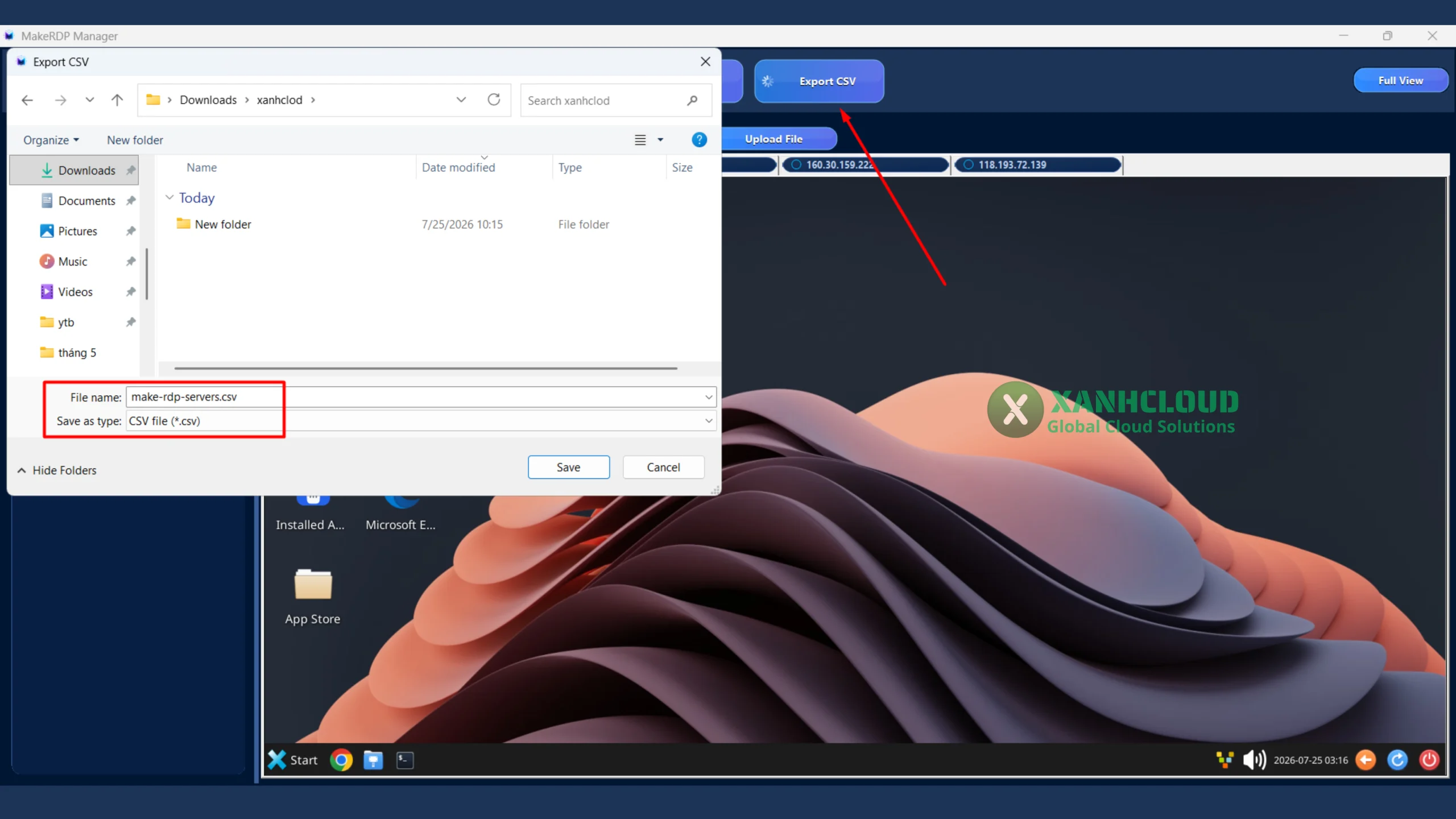 Xuất danh sách VPS sang CSV