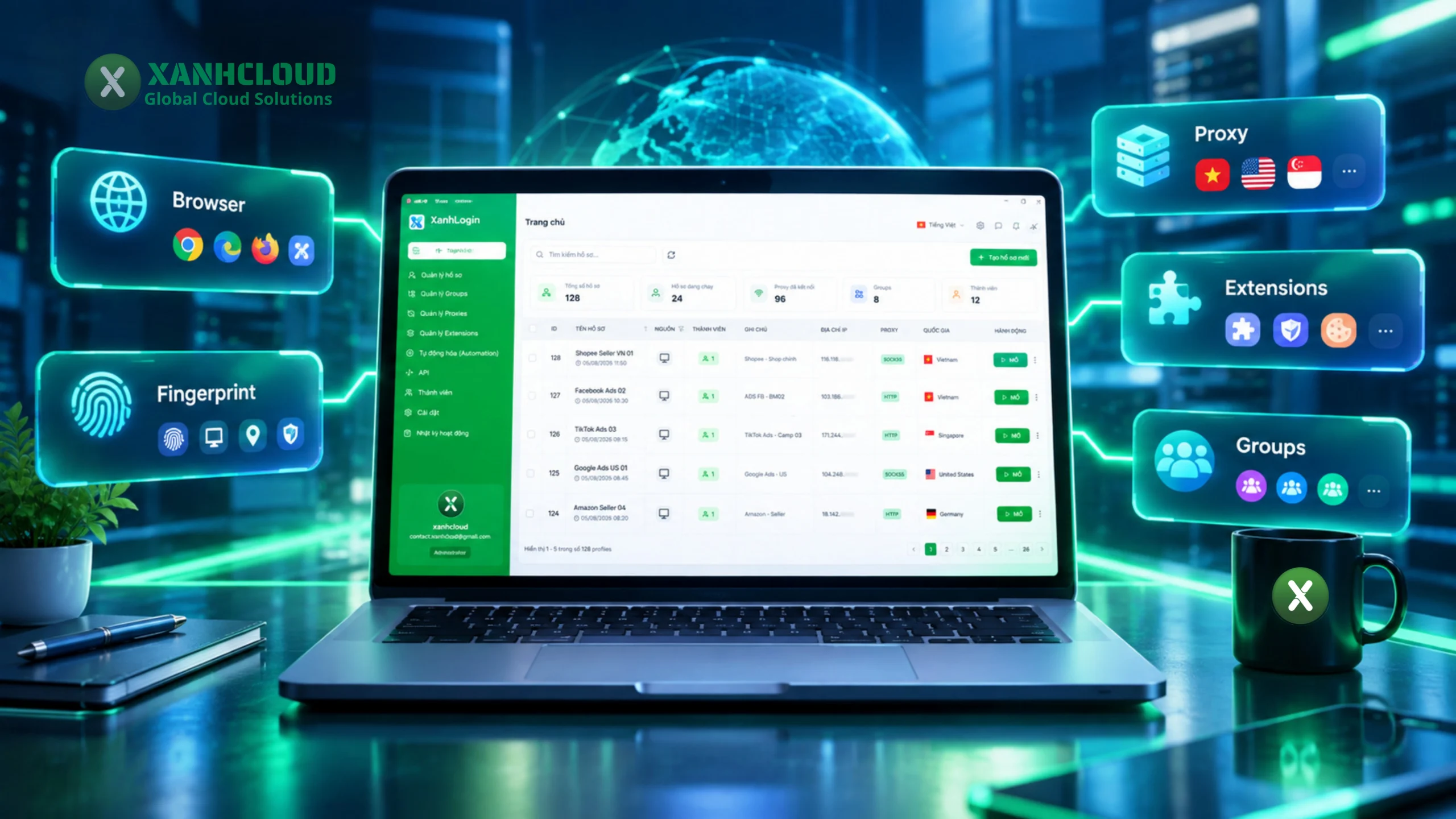 XanhLogin quản lý nhiều Profile trình duyệt